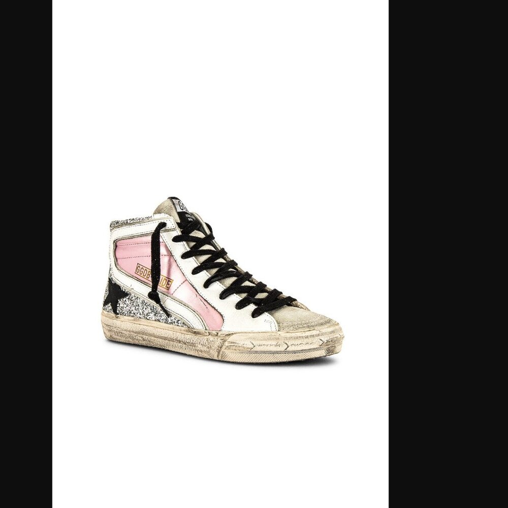 Slide Sneaker Golden Goose, Salmon Pink, Silver, Ice, White & Black - Picture 2 of 11